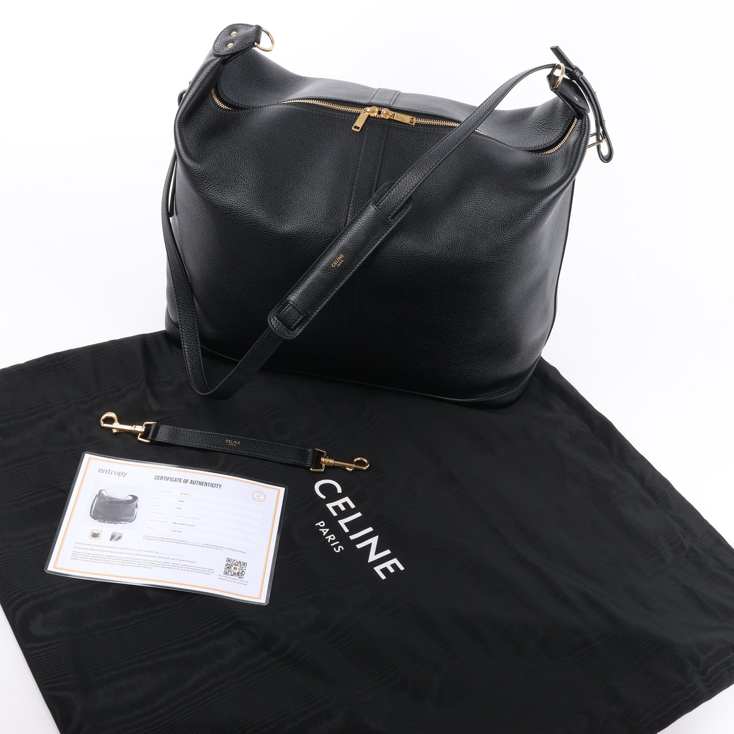 Sac à bandoulière double sens en cuir CELINE 6 Sith noir