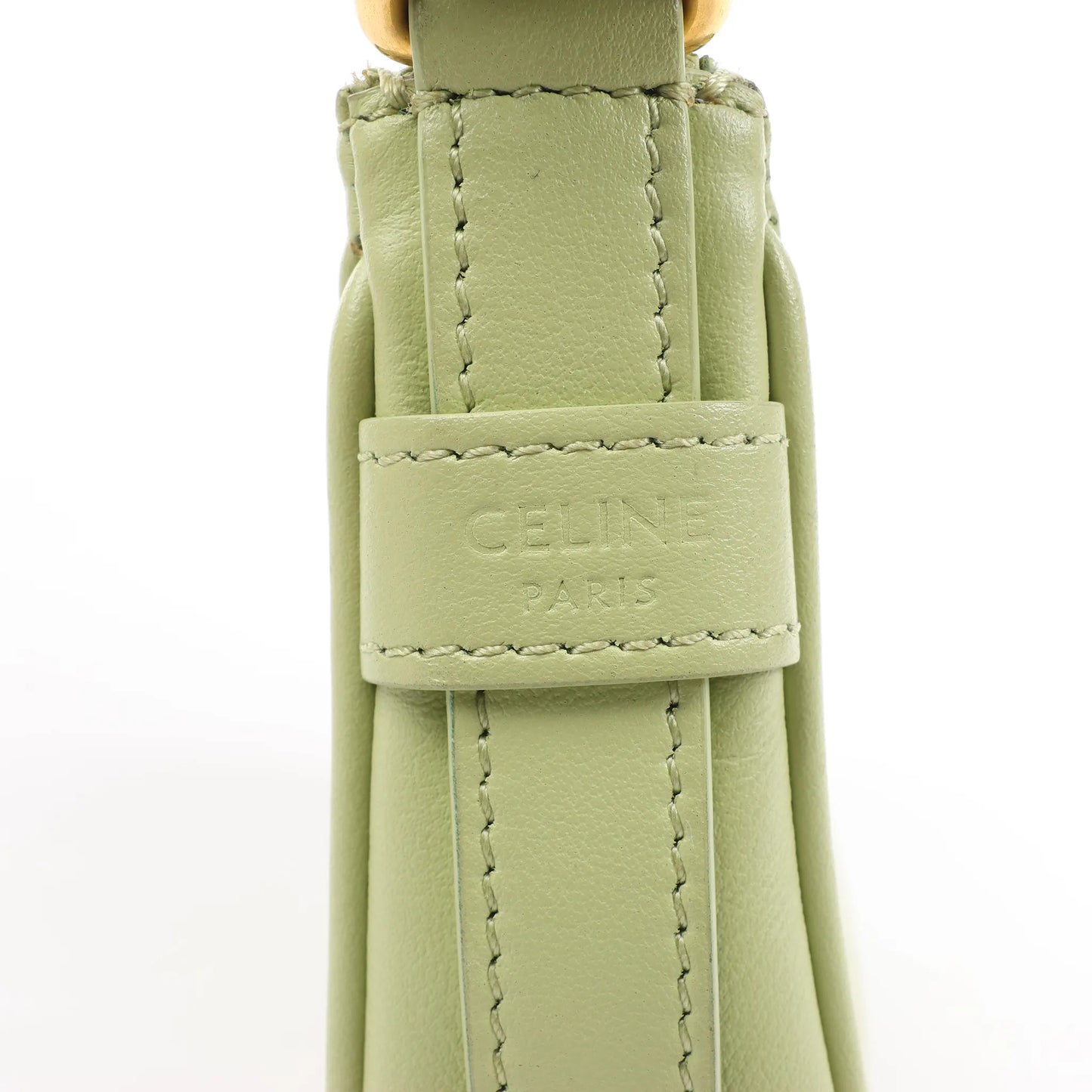 CELINE Ava Leather Shoulder Bag in Green