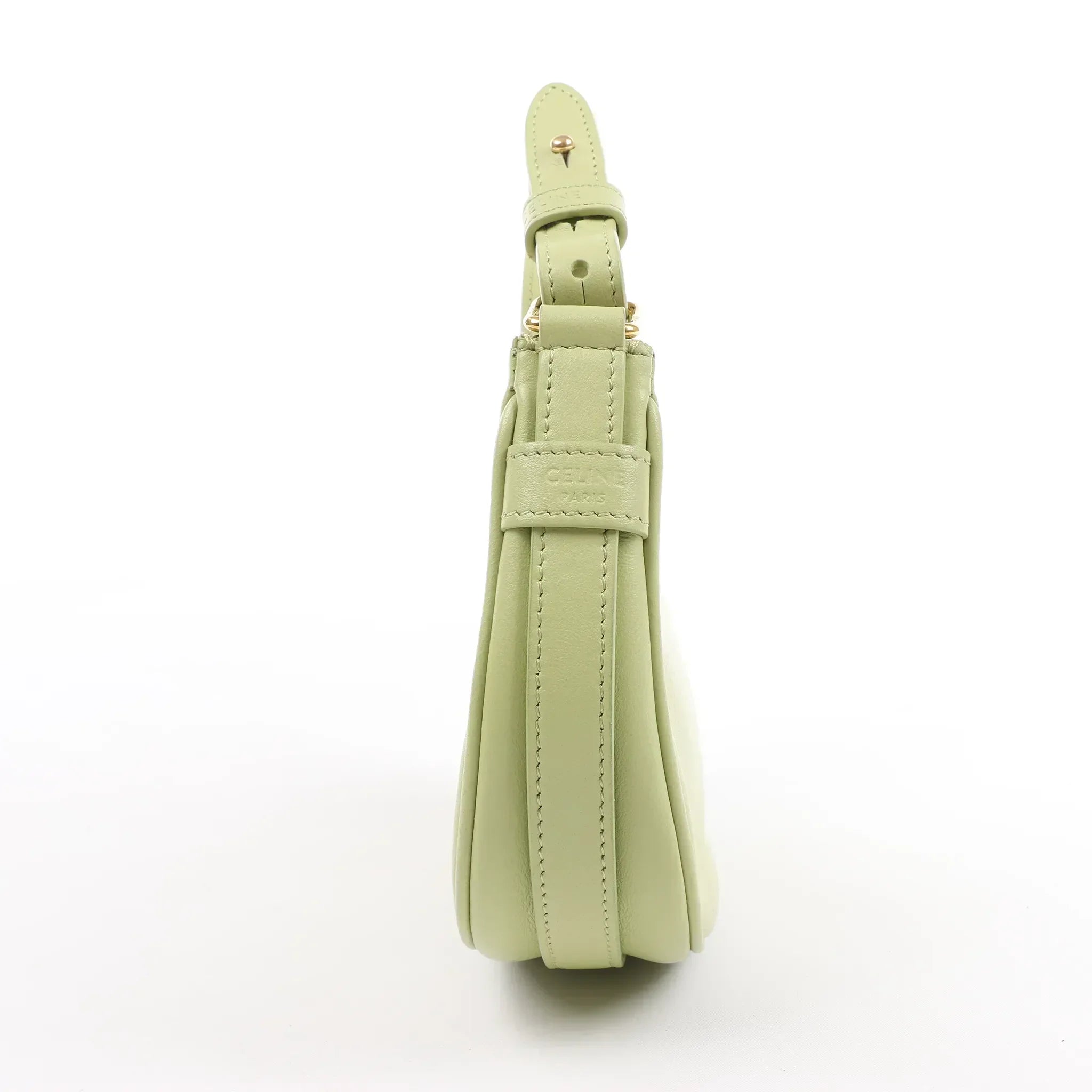 CELINE Ava Leather Shoulder Bag in Green