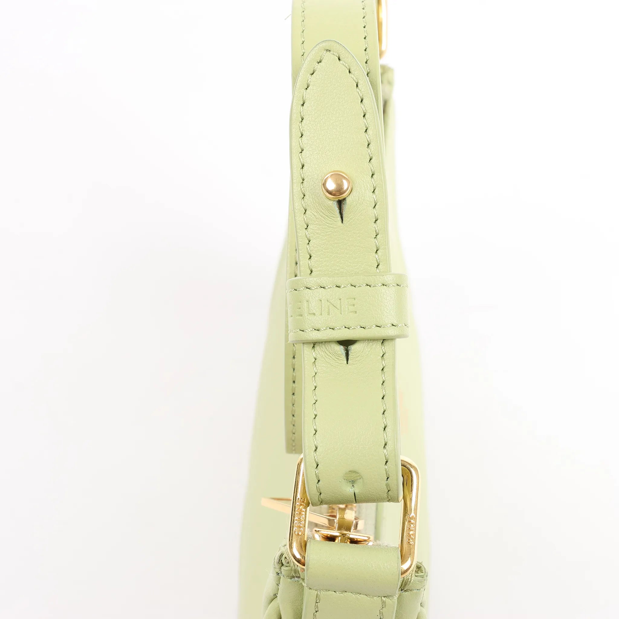 CELINE Ava Leather Shoulder Bag in Green