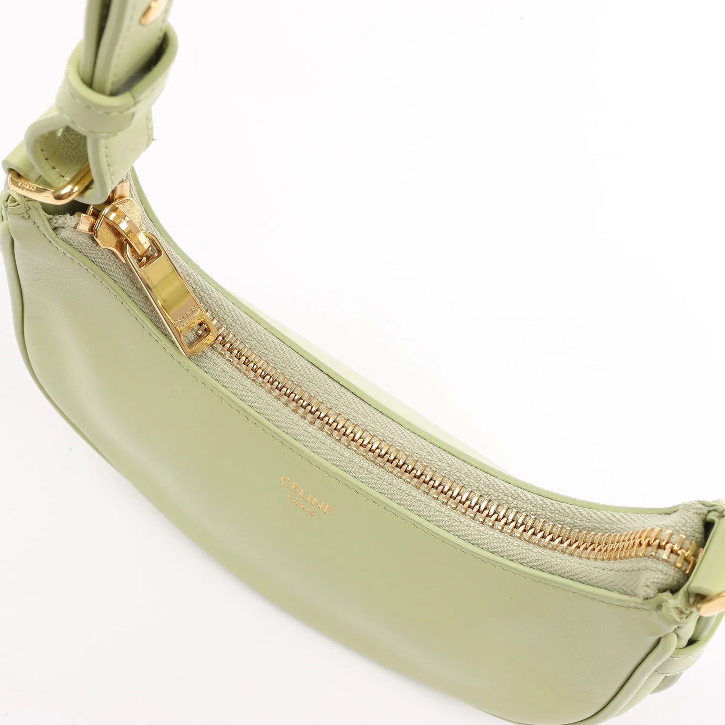 CELINE Ava Leather Shoulder Bag in Green