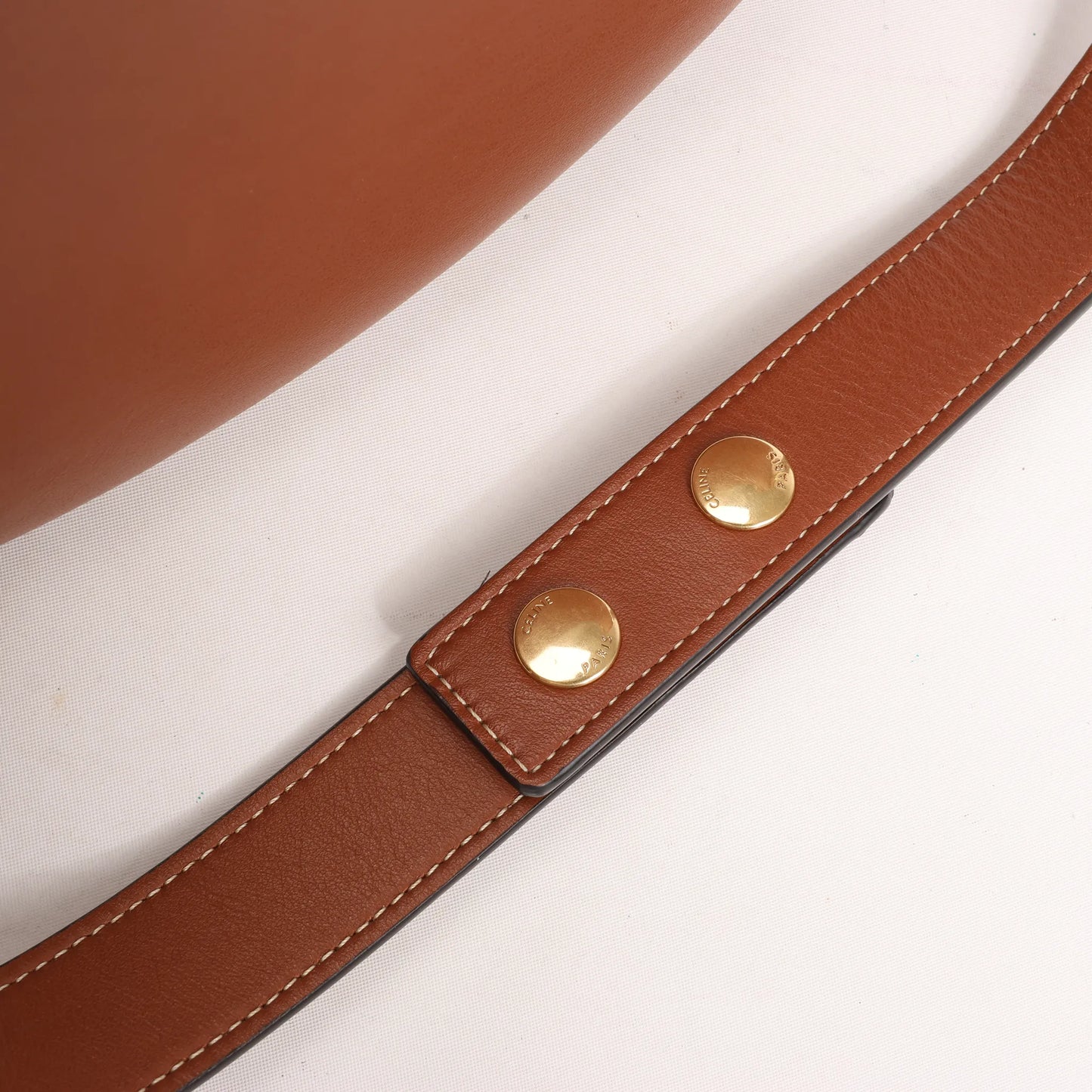 CELINE Ava Leather Shoulder Bag in Brown