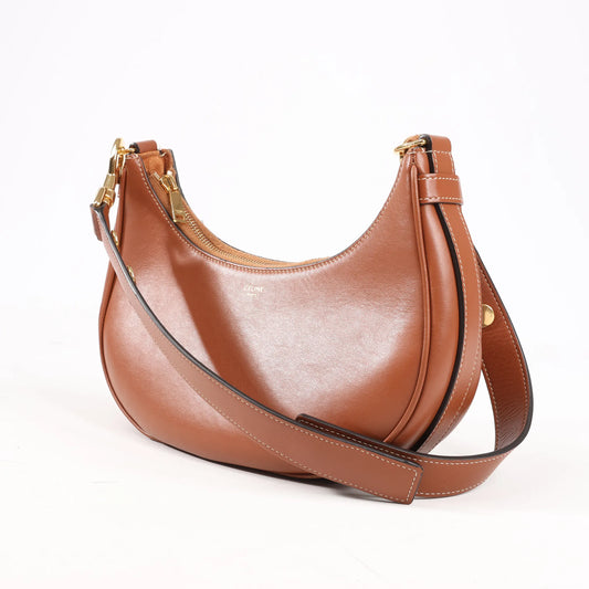 CELINE Ava Leather Shoulder Bag in Brown
