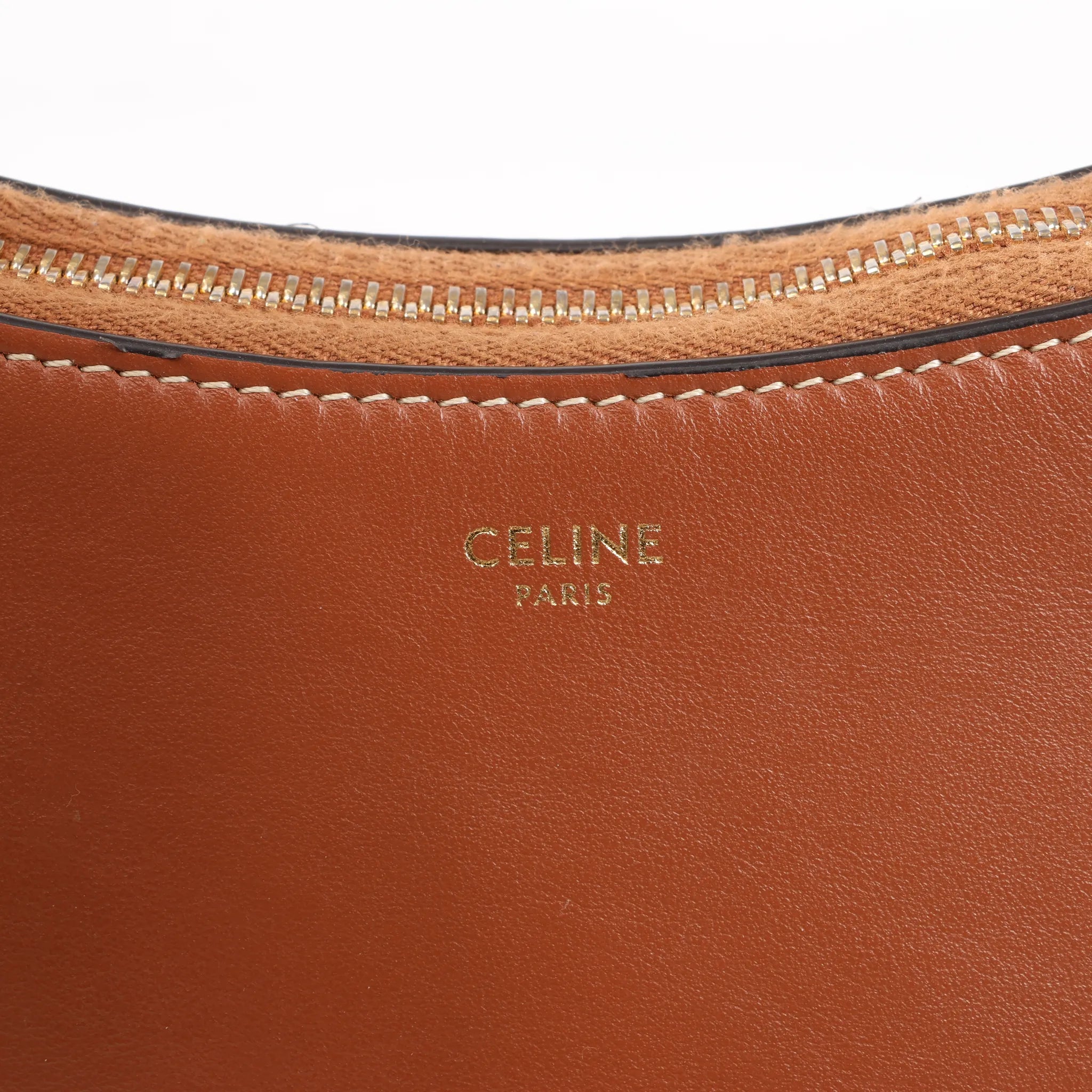 CELINE Ava Leather Shoulder Bag in Brown