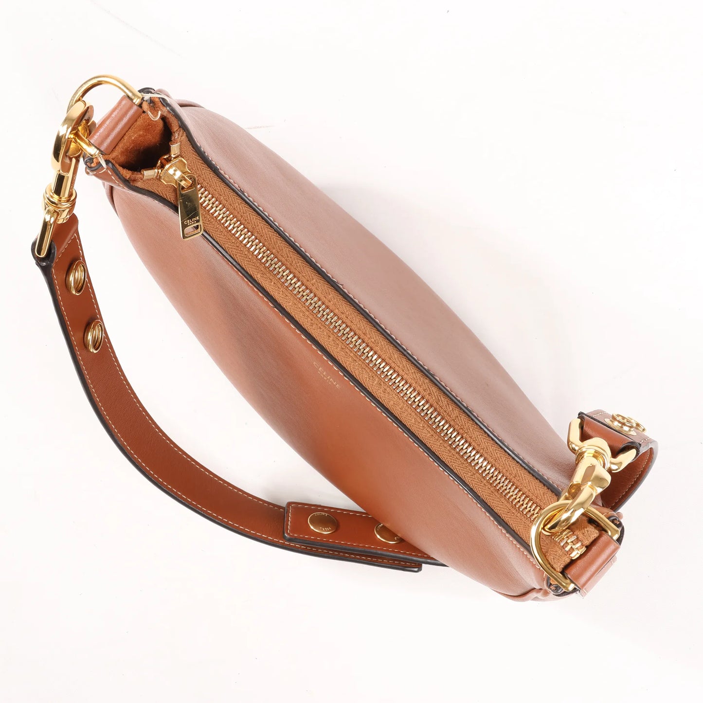 CELINE Ava Leather Shoulder Bag in Brown