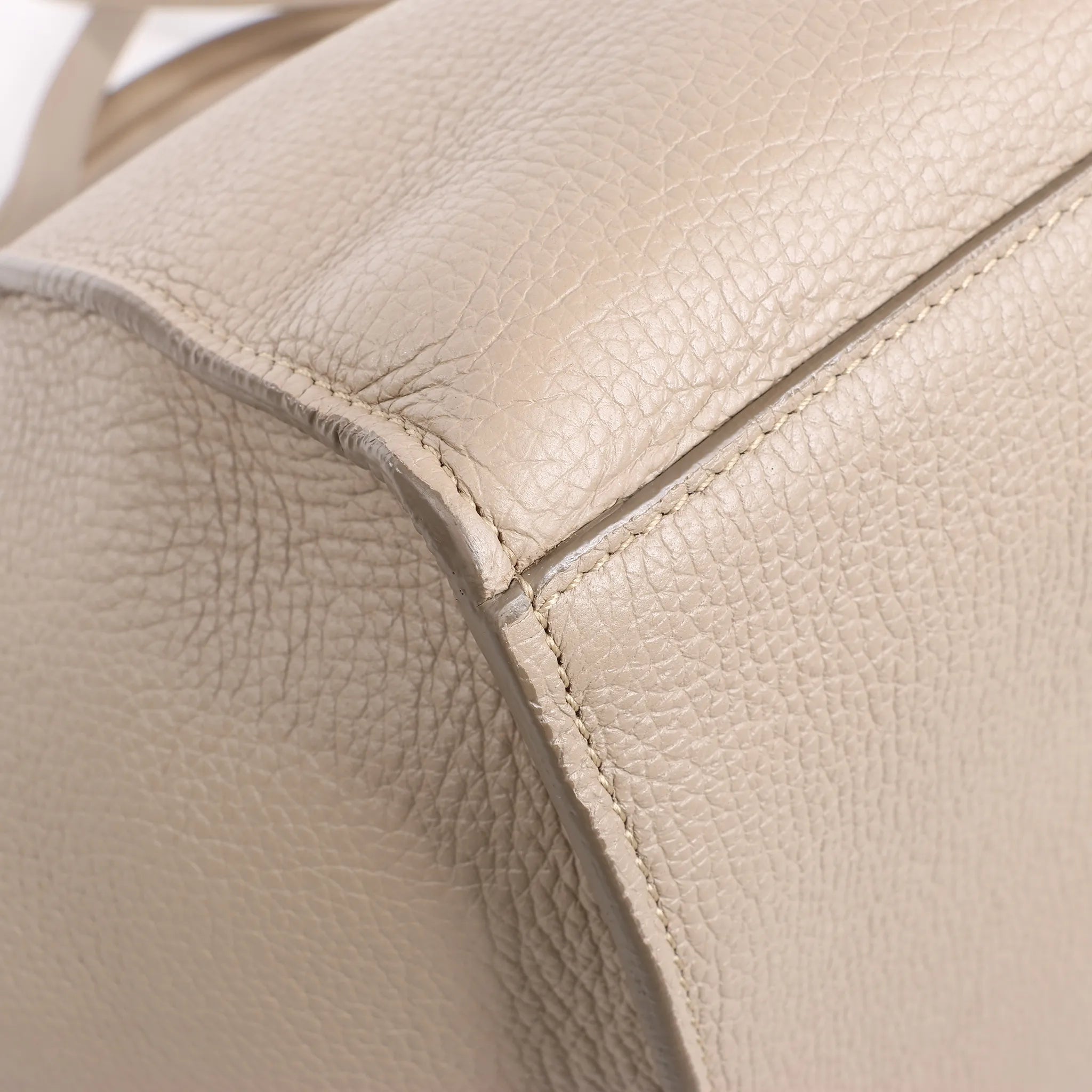 CELINE Big Bag Small Grained Leather 2way Handbag in Greige