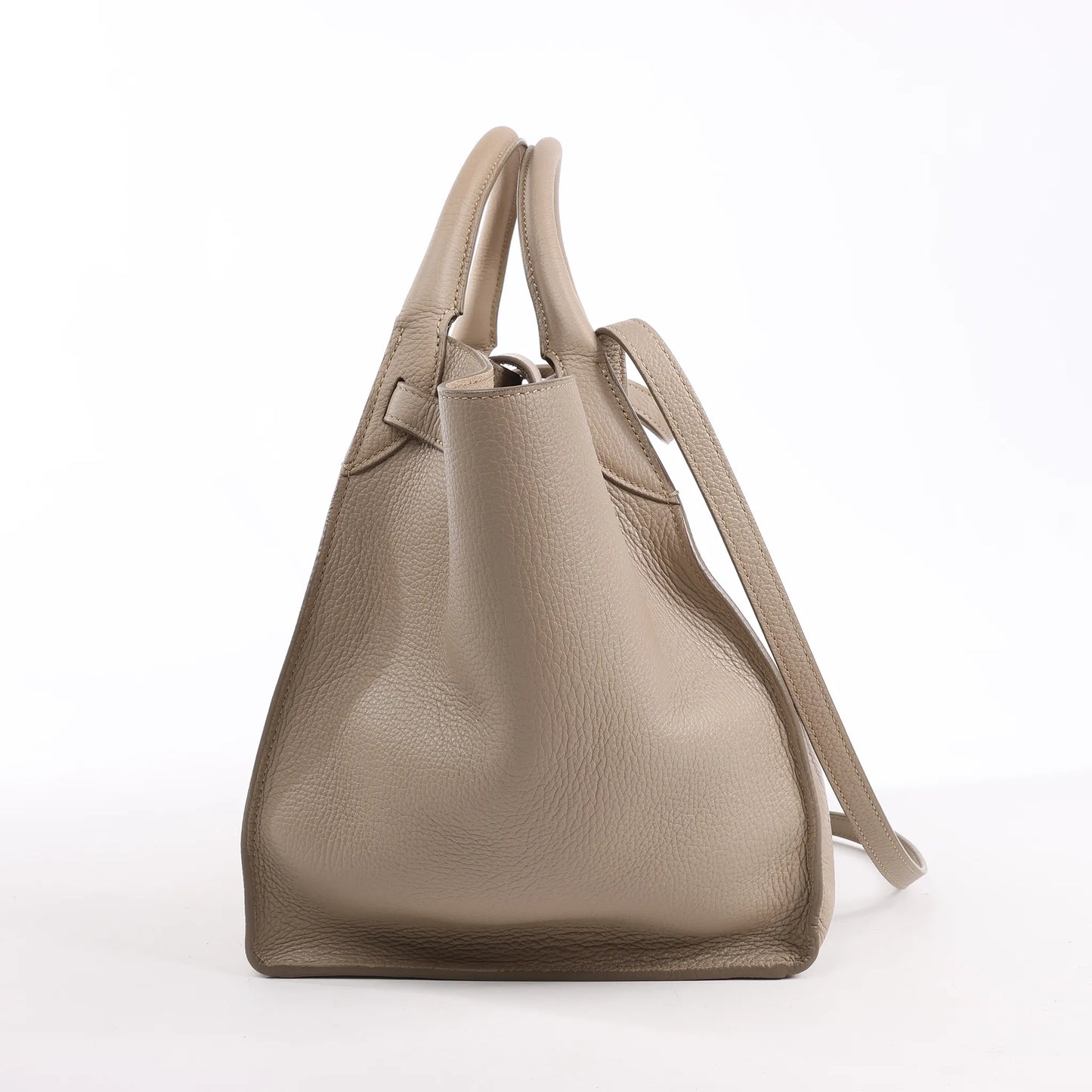 CELINE Big Bag Small Grained Leather 2way Handbag in Greige