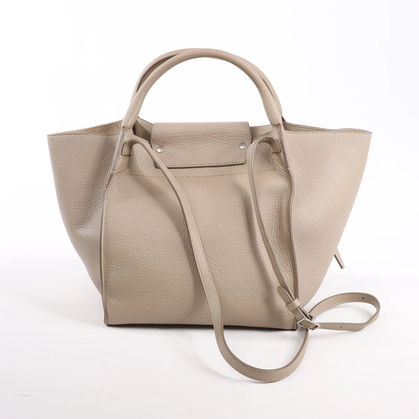 CELINE Big Bag Small Grained Leather 2way Handbag in Greige