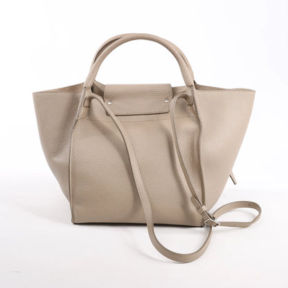 CELINE Big Bag Small Grained Leather 2way Handbag in Greige
