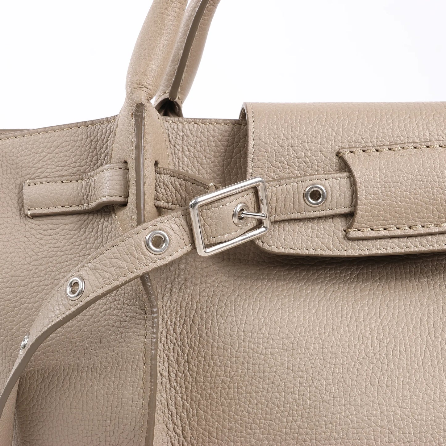 CELINE Big Bag Small Grained Leather 2way Handbag in Greige