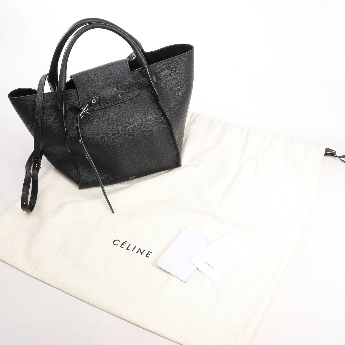 CELINE Big Bag Small Grained Leather 2way Handbag in Black