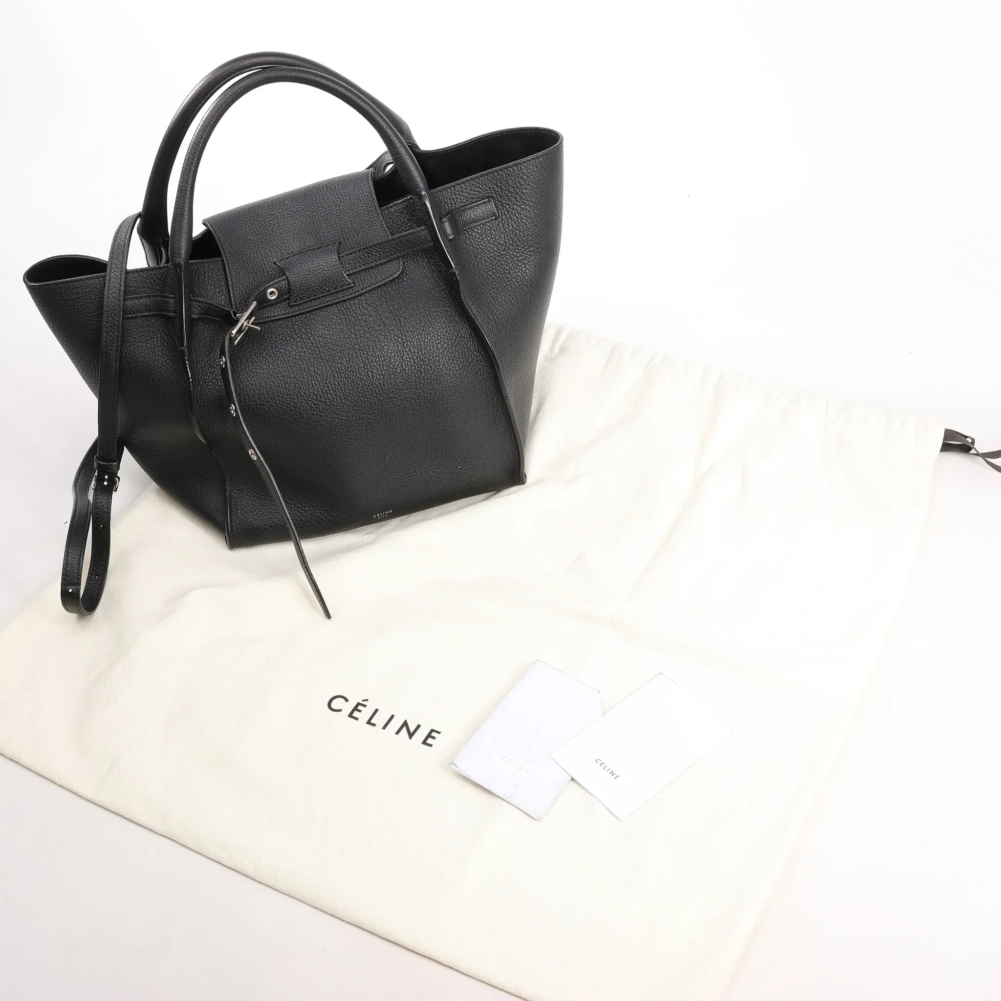 CELINE Big Bag Small Leather 2way Handbag in Black