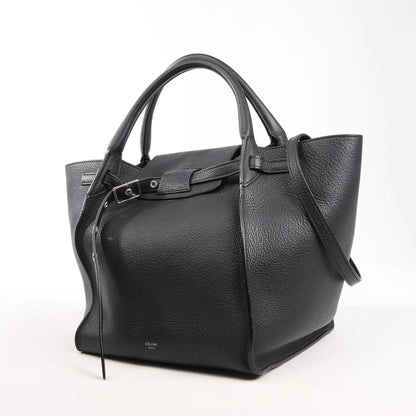 CELINE Big Bag Small Grained Leather 2way Handbag in Black
