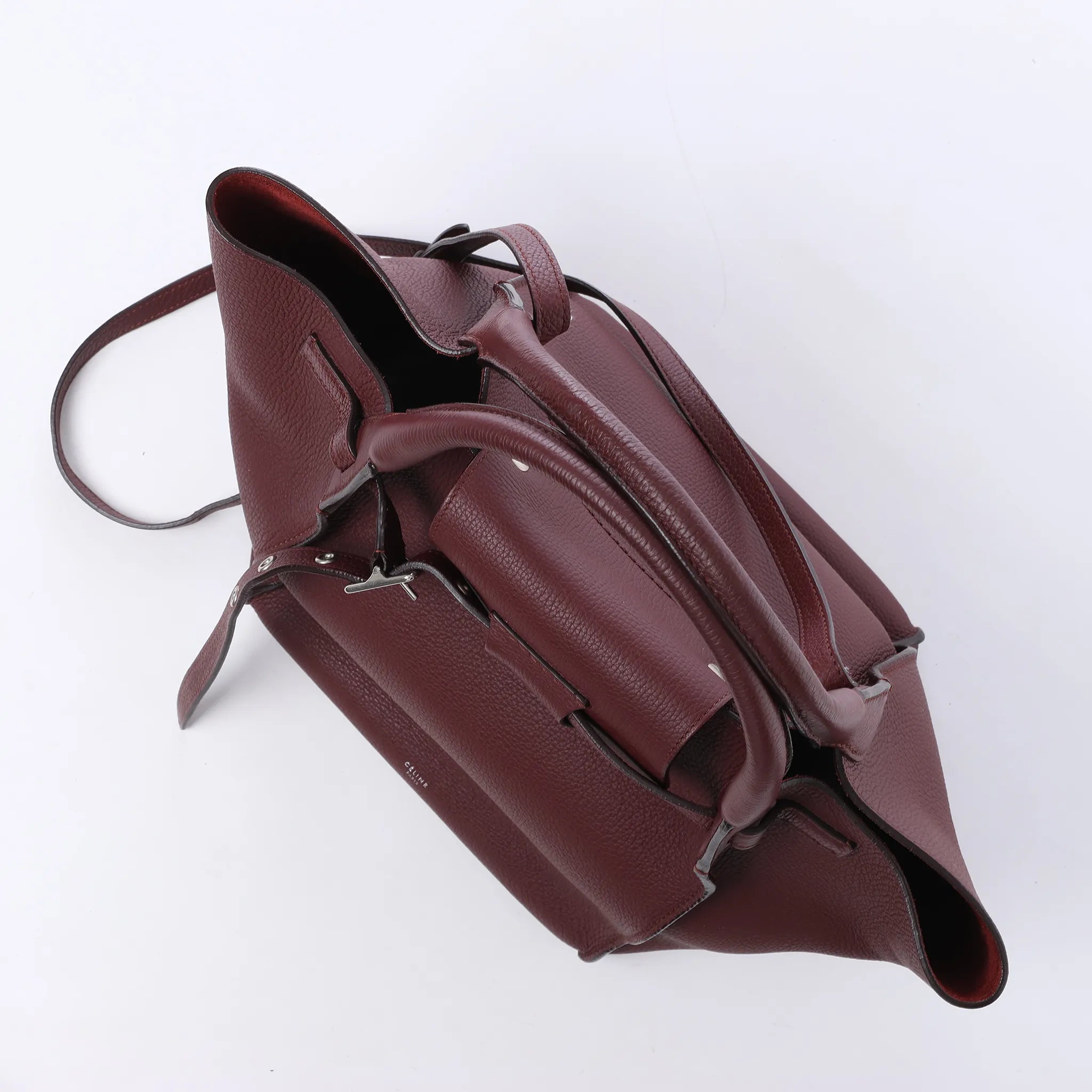 CELINE Big Bag Small Leather 2way Handbag in Burgundy