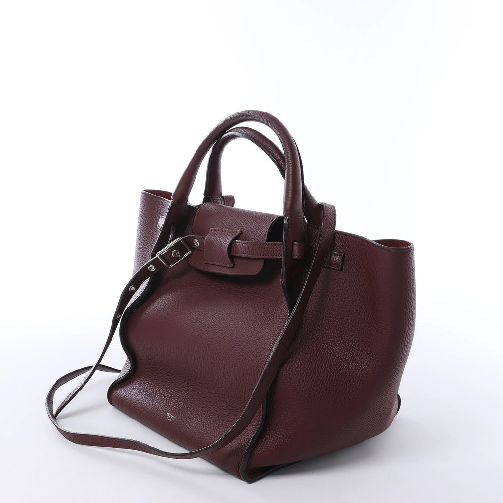 CELINE Big Bag Small Leather 2way Handbag in Burgundy