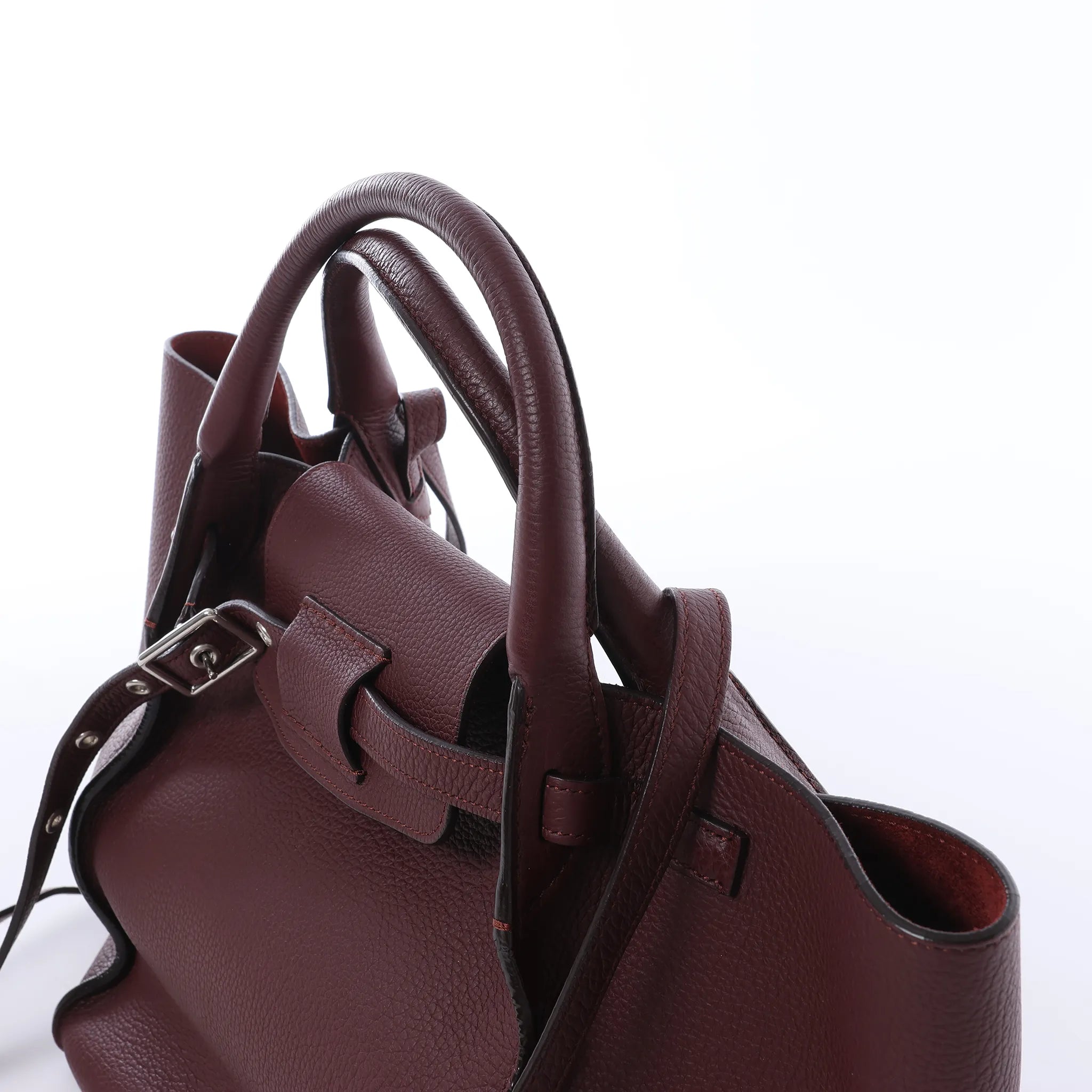 CELINE Big Bag Small Leather 2way Handbag in Burgundy