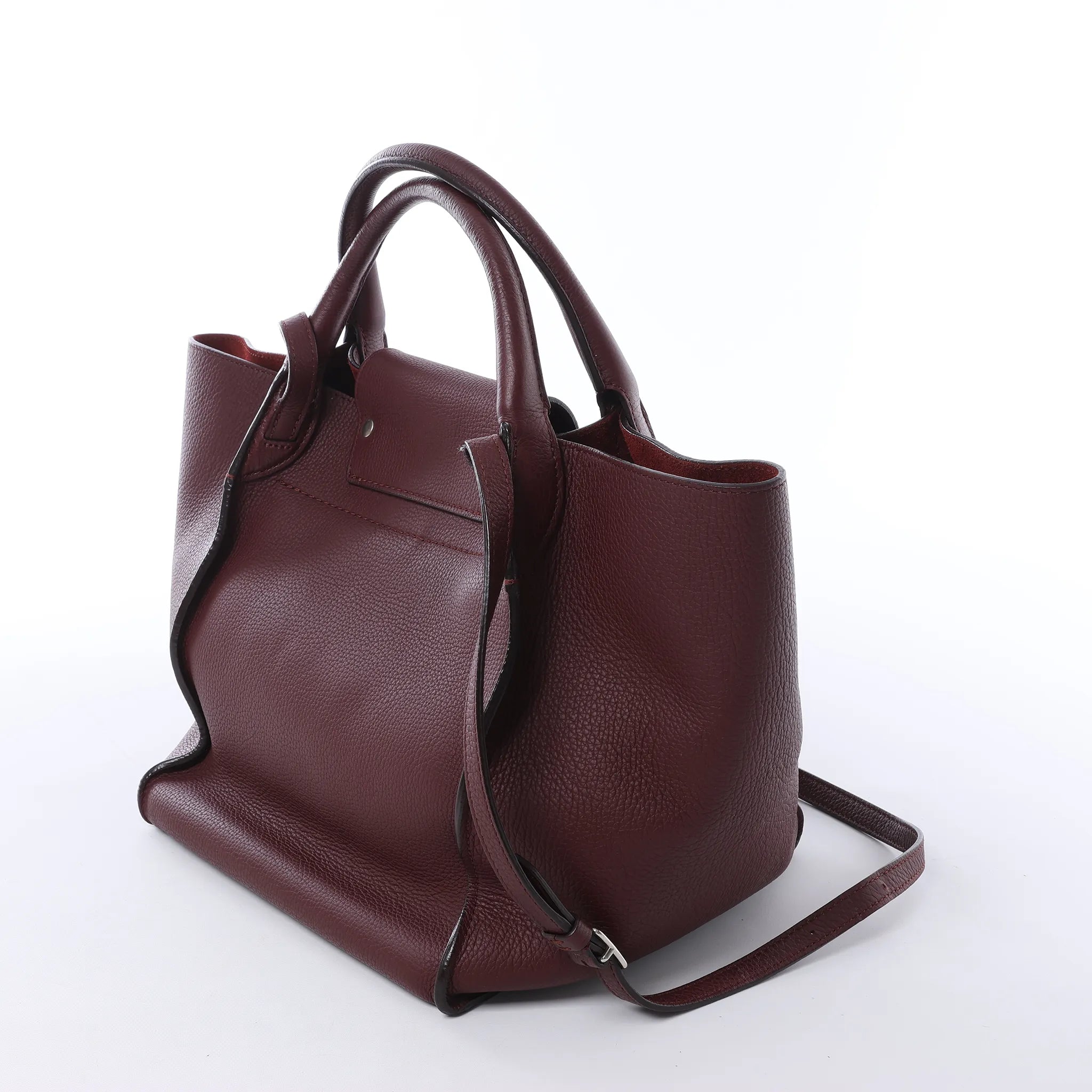 CELINE Big Bag Small Leather 2way Handbag in Burgundy
