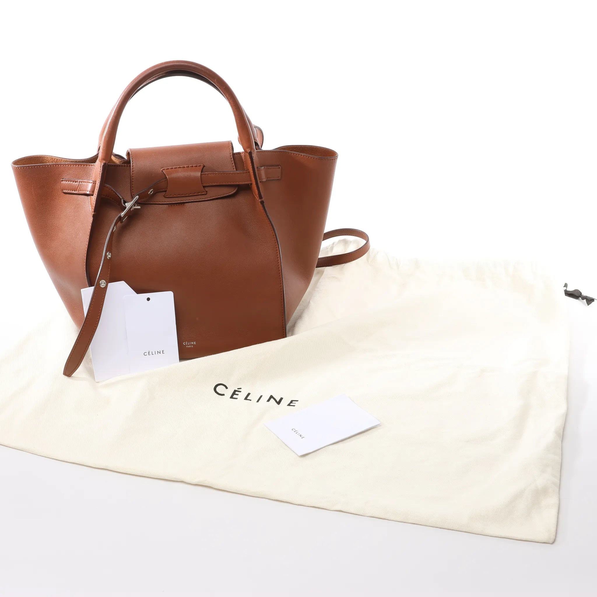 CELINE Big Bag Small Leather 2way Handbag in Brown