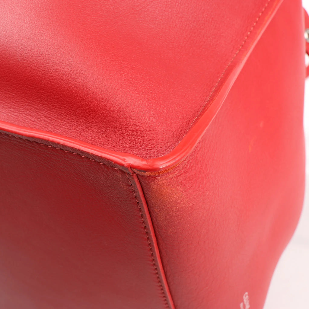 CELINE Big Bag Small Leather 2way Handbag in Red