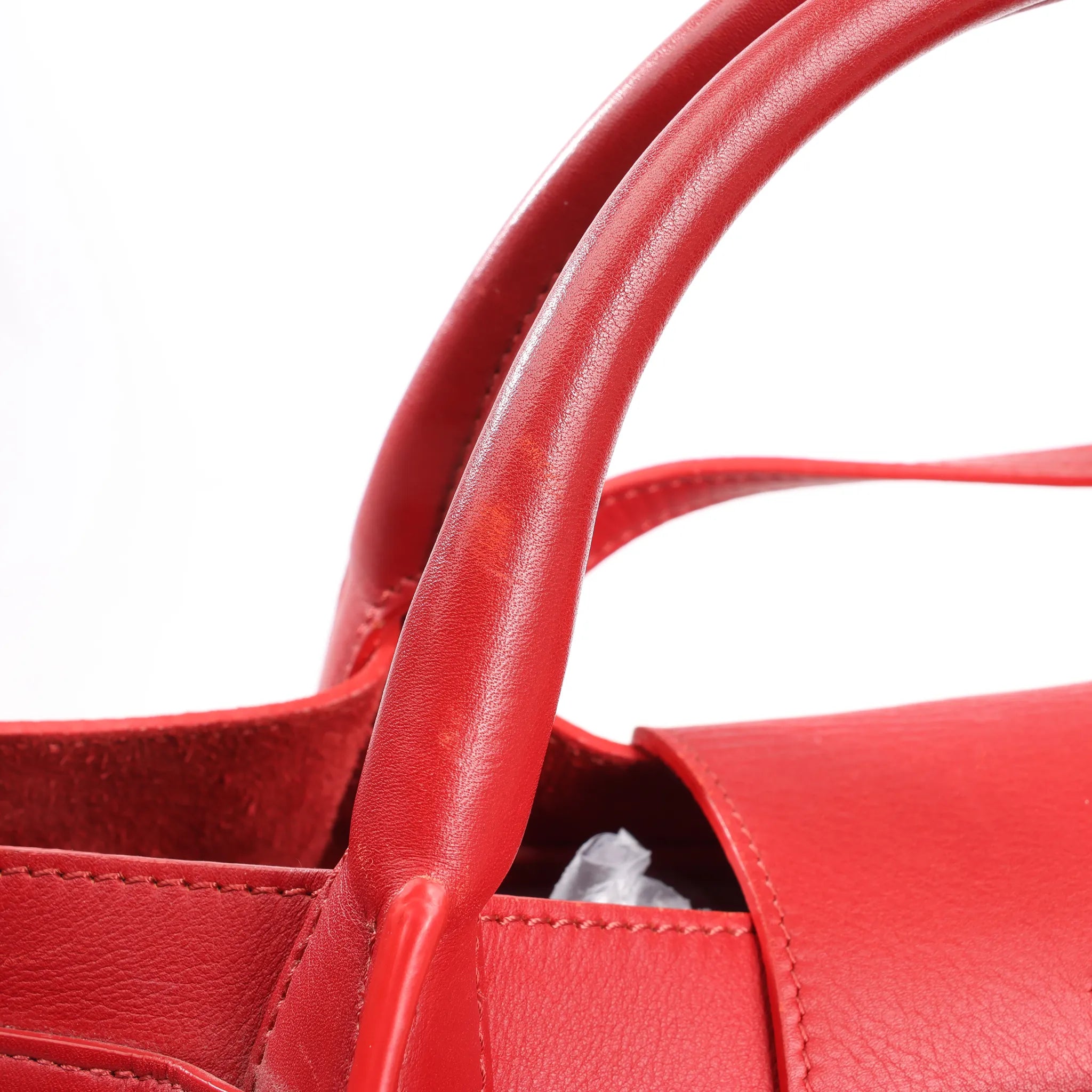 CELINE Big Bag Small Leather 2way Handbag in Red
