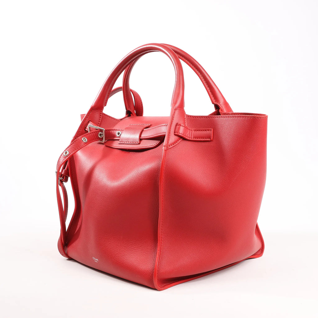 CELINE Big Bag Small Leather 2way Handbag in Red