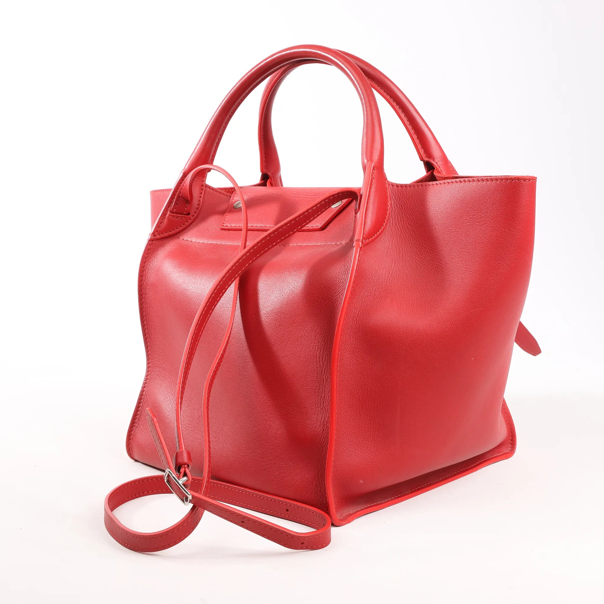 CELINE Big Bag Small Leather 2way Handbag in Red