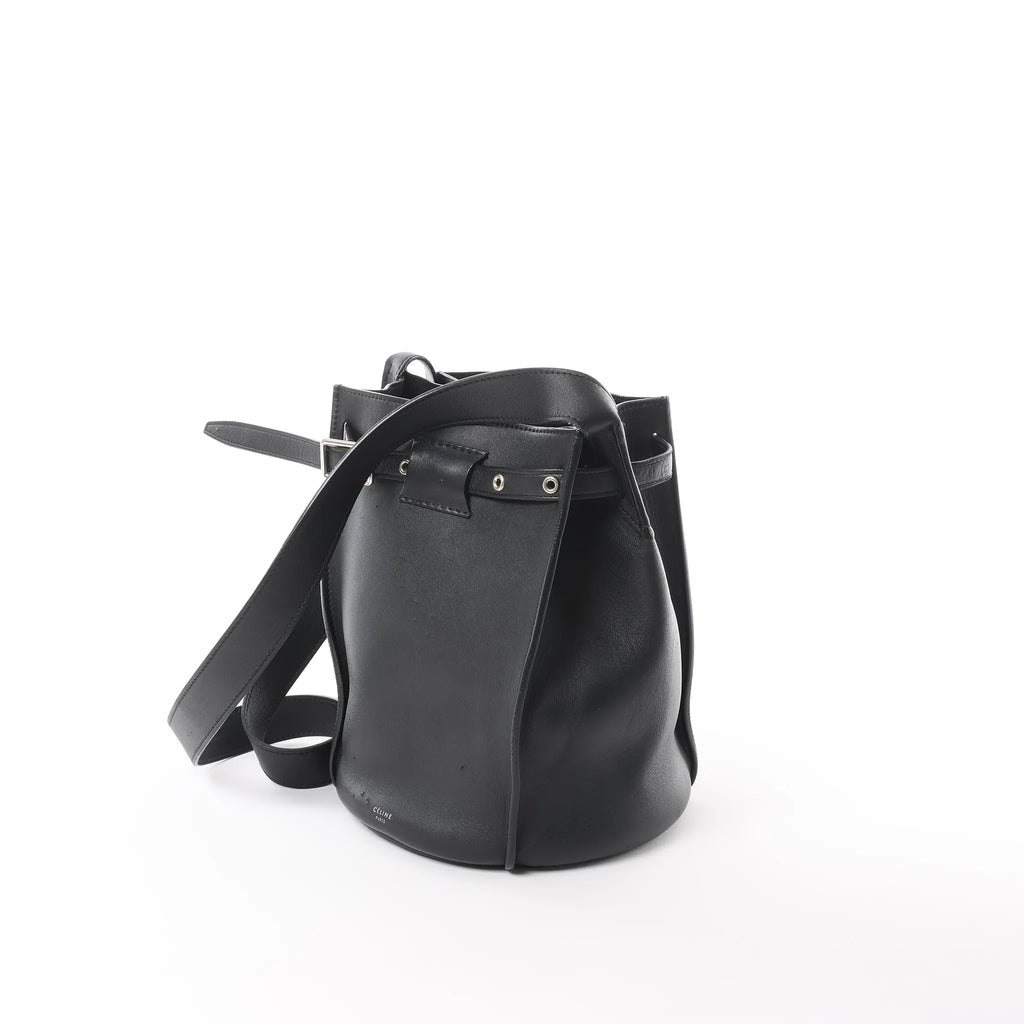 CELINE Big Bag Bucket Leather Shoulder Bag in Black