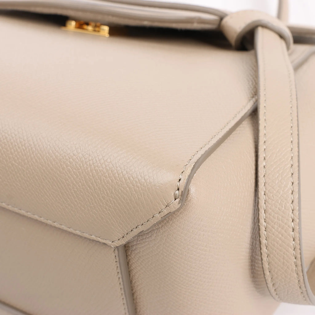 CELINE Belt Bag Grained Leather Micro 2Way Handbag in Beige