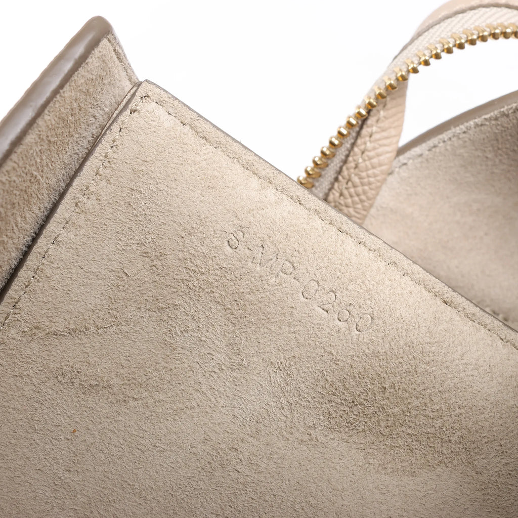 CELINE Belt Bag Grained Leather Micro 2Way Handbag in Beige