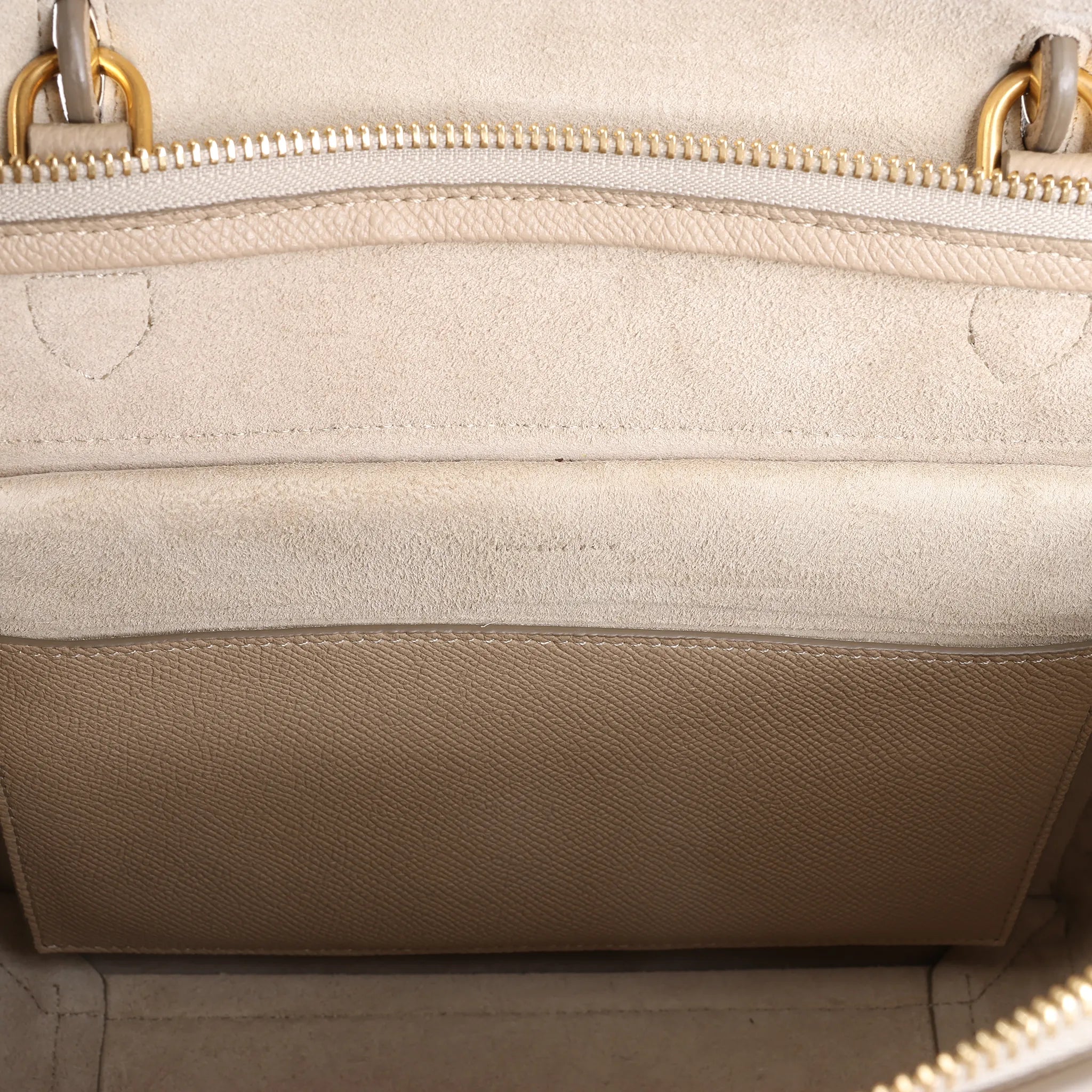 CELINE Belt Bag Grained Leather Micro 2Way Handbag in Beige