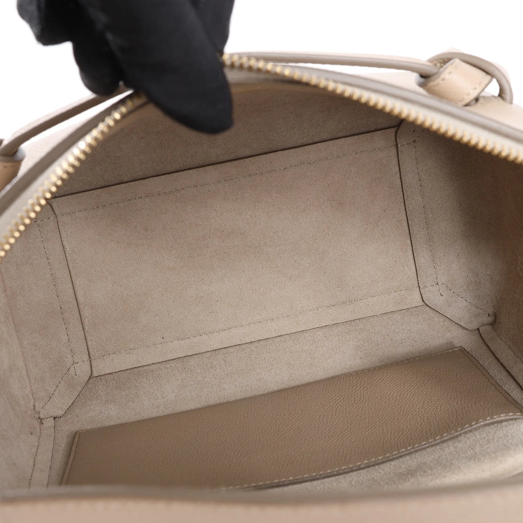 CELINE Belt Bag Grained Leather Micro 2Way Handbag in Beige