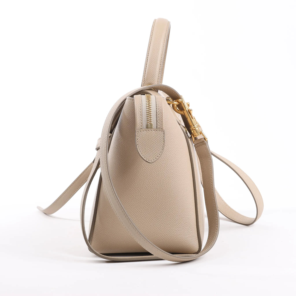 CELINE Belt Bag Grained Leather Micro 2Way Handbag in Beige