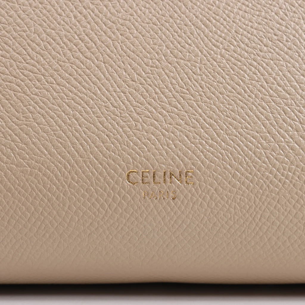 CELINE Belt Bag Grained Leather Micro 2Way Handbag in Beige