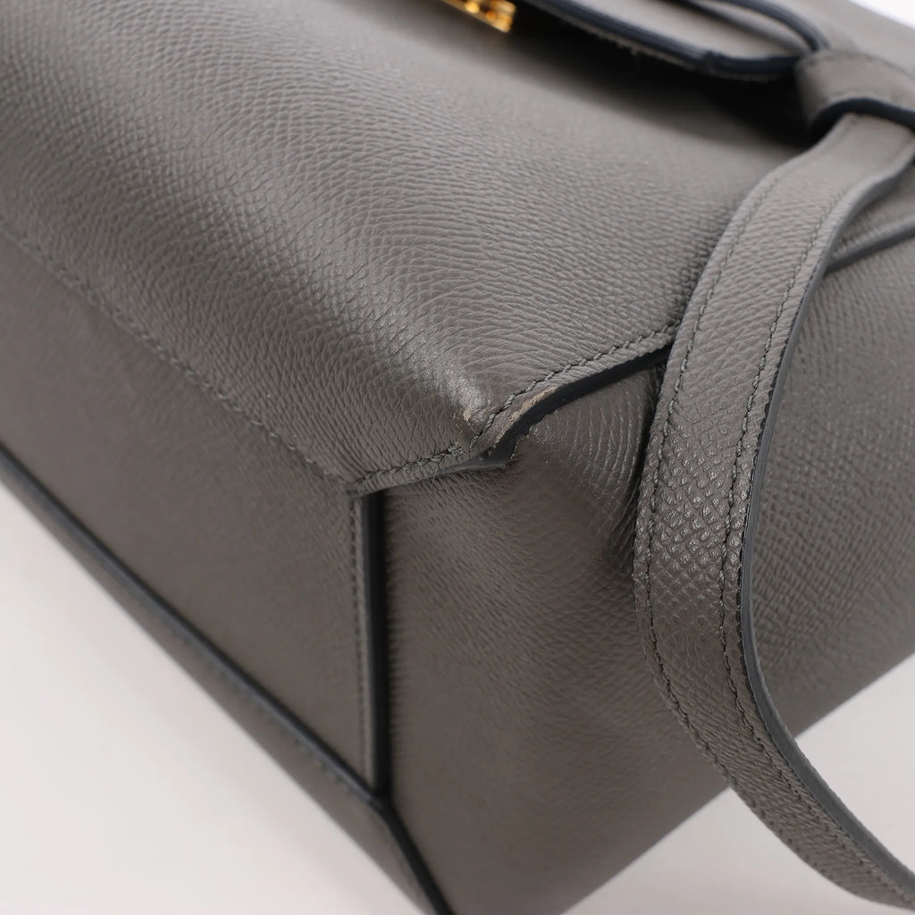 CELINE Belt Bag Grained Leather Micro 2Way Handbag in Gray
