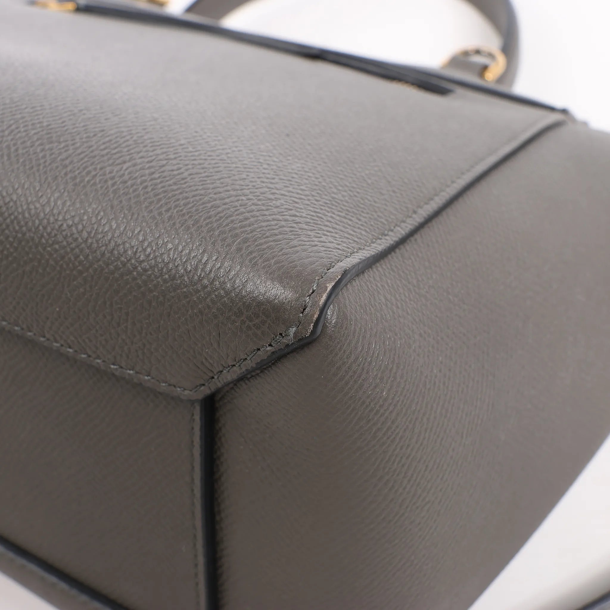 CELINE Belt Bag Grained Leather Micro 2Way Handbag in Gray