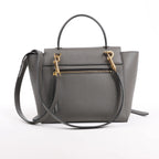 CELINE Belt Bag Grained Leather Micro 2Way Handbag in Gray