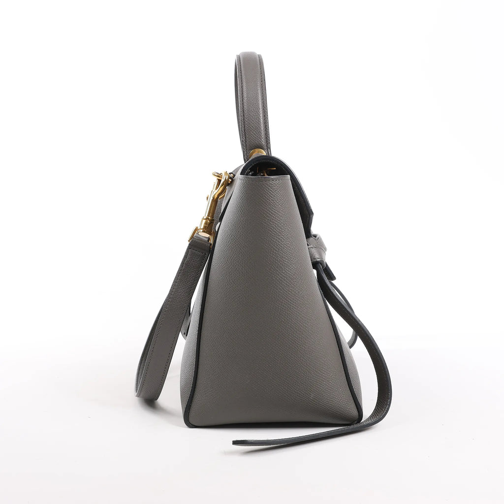 CELINE Belt Bag Grained Leather Micro 2Way Handbag in Gray
