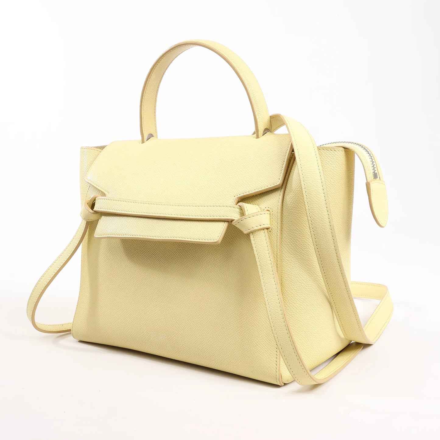 CELINE Belt Bag Grained Leather Micro 2Way Handbag in Yellow