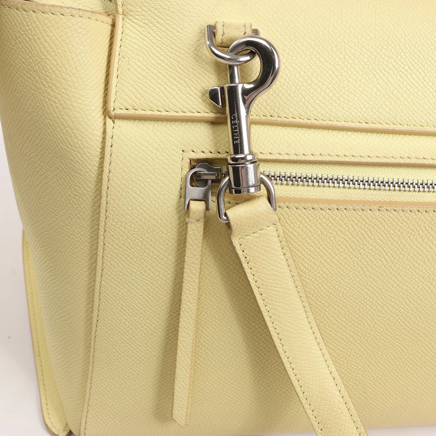 CELINE Belt Bag Grained Leather Micro 2Way Handbag in Yellow