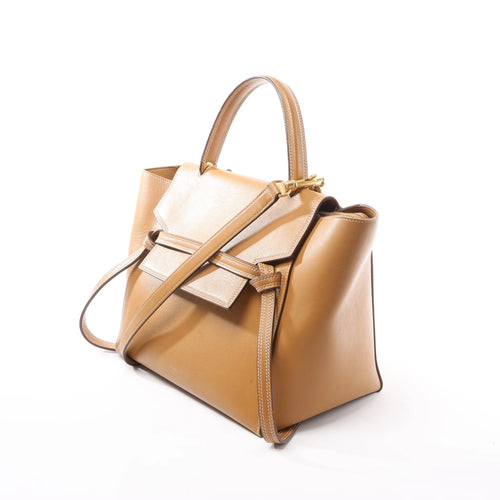 Mini bolso de mano Celine Belt Bag de piel con dos compartimentos en marrón