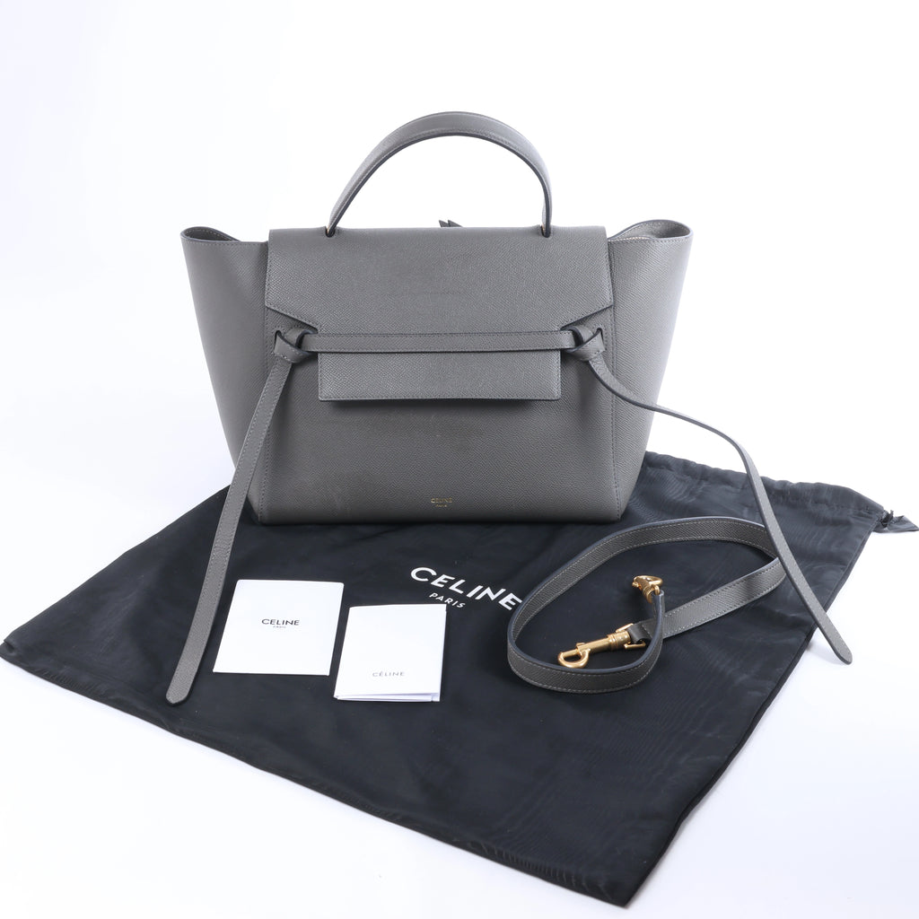 Celine Belt Bag Mini Leather 2 Way Handbag in Gray
