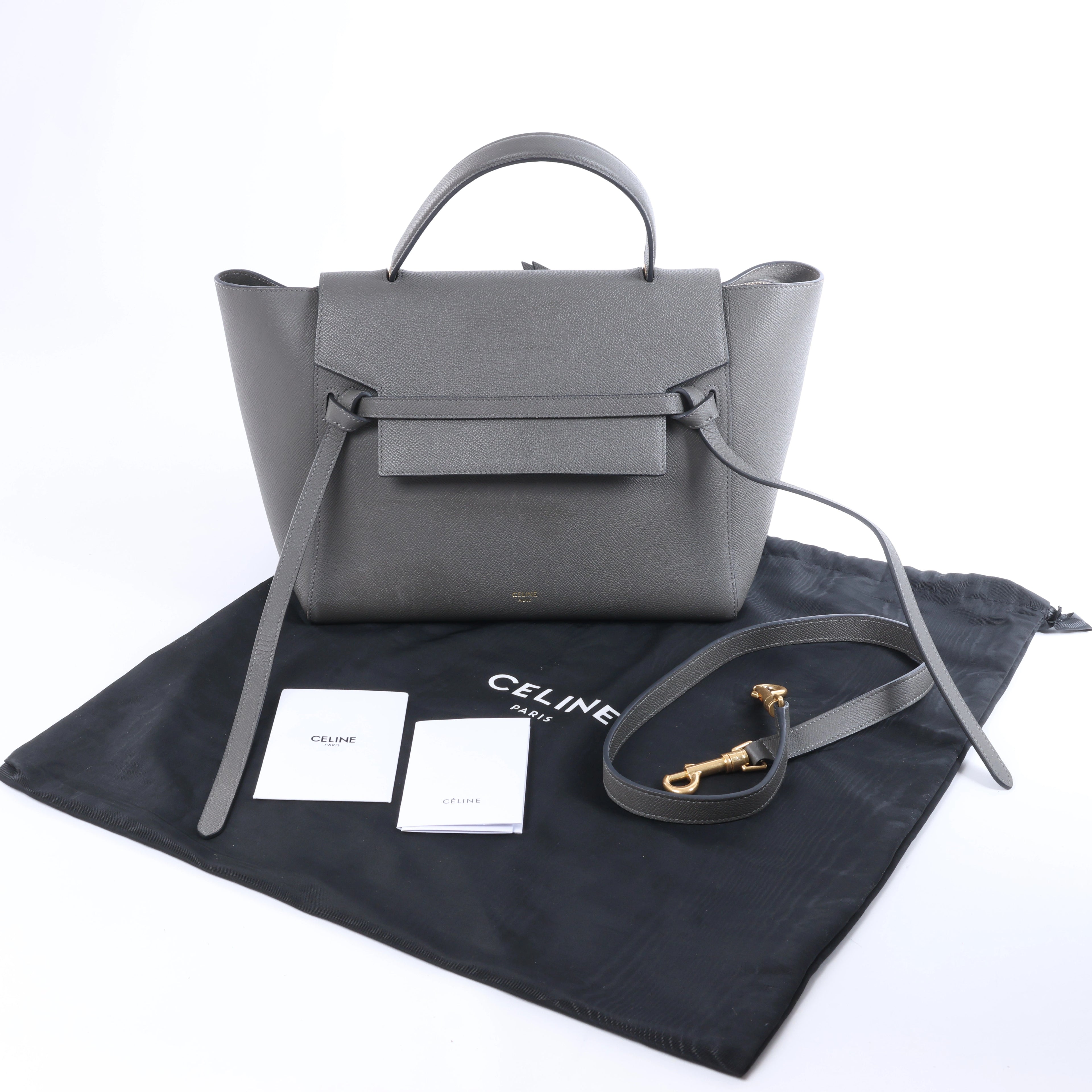 Celine Belt Bag Mini Leather 2 Way Handbag in Gray