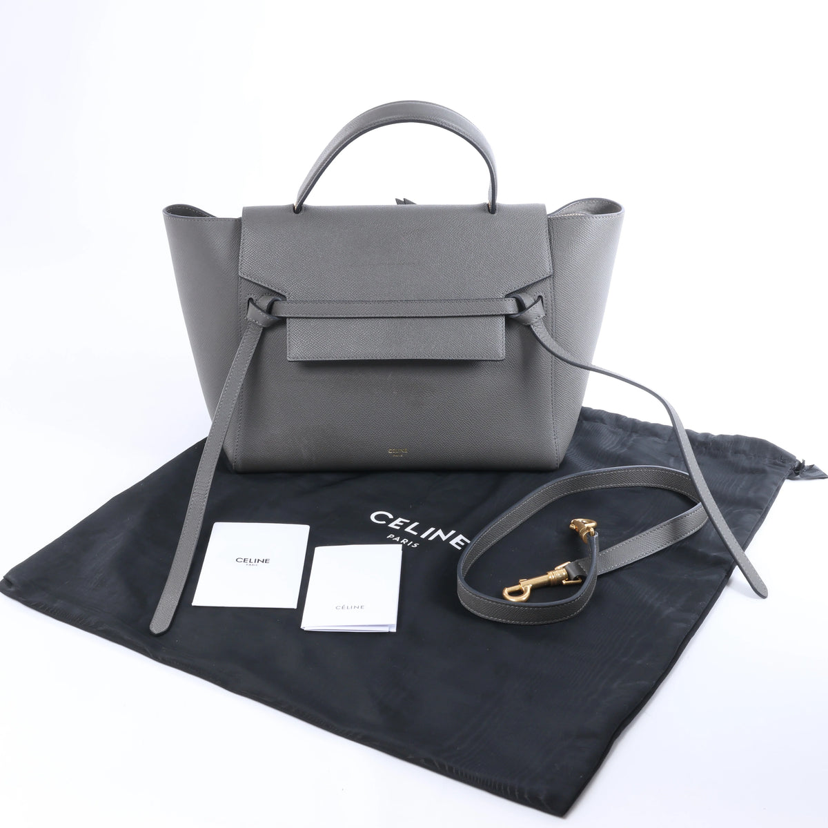 Celine Belt Bag Mini Leather 2 Way Handbag in Gray