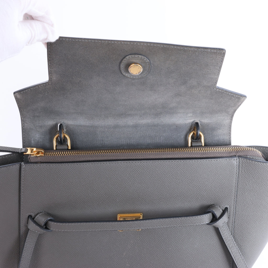 Celine Belt Bag Mini Leather 2 Way Handbag in Gray