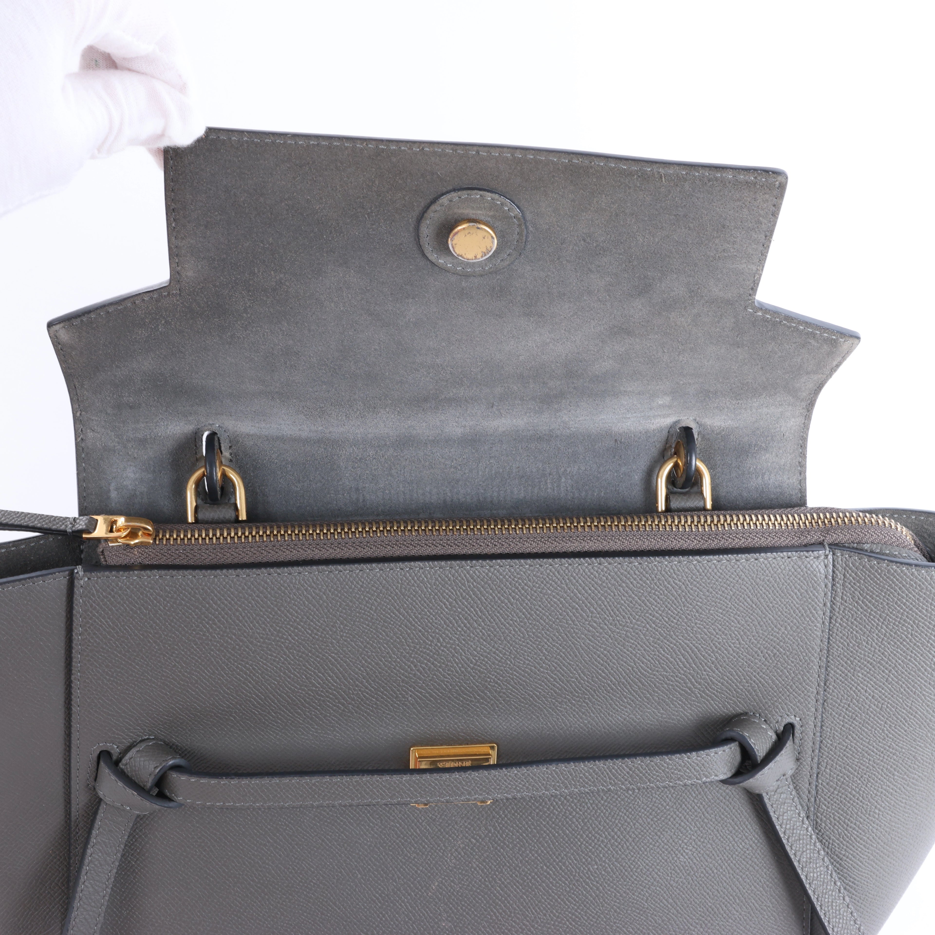 Celine Belt Bag Mini Leather 2 Way Handbag in Gray