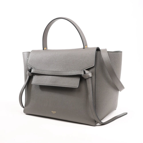Mini bolso de mano Celine Belt Bag de piel con dos compartimentos en gris