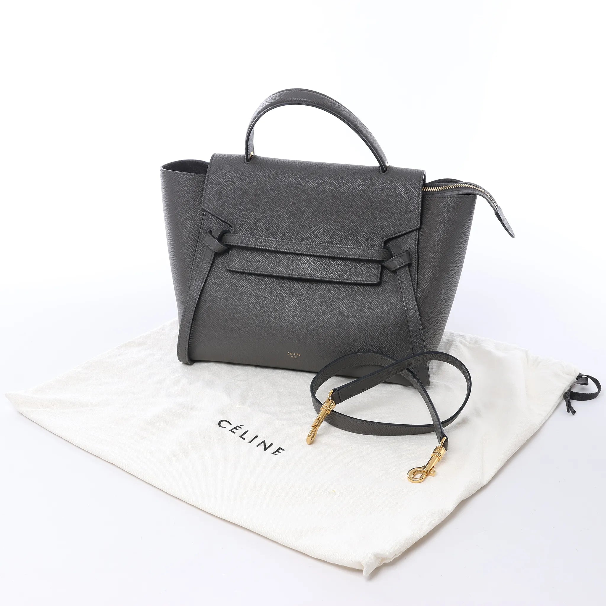 Celine Belt Bag Mini Leather 2way Handbag in Gray