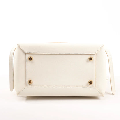 CELINE Belt Bag Grained Leather Mini 2Way Handbag in White