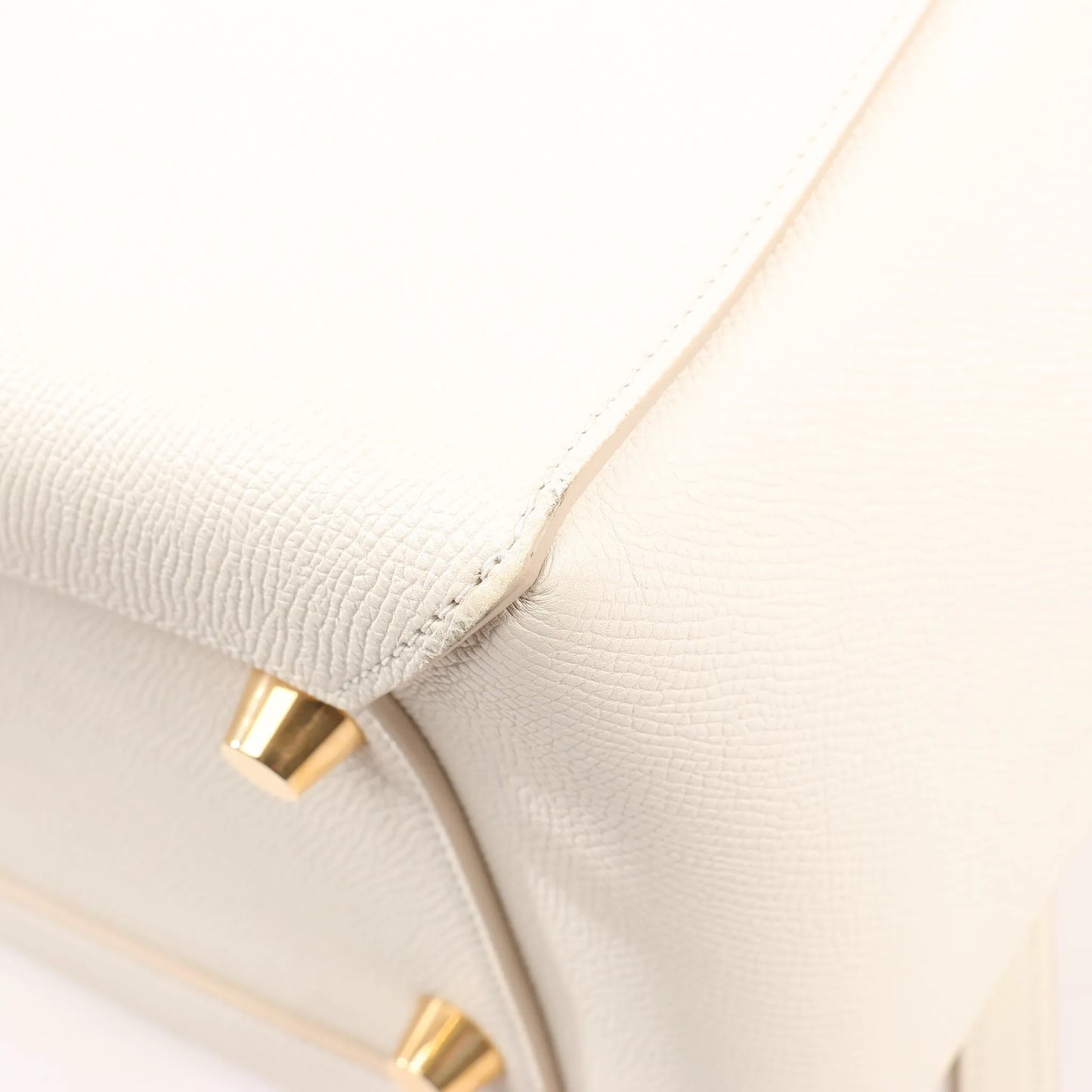 CELINE Belt Bag Grained Leather Mini 2Way Handbag in White