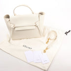 CELINE Belt Bag Grained Leather Mini 2Way Handbag in White
